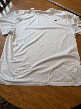 Nike White Short Sleeve Performance Tee with Black Swoosh